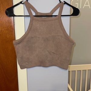 Mauve cropped racerback seamless top